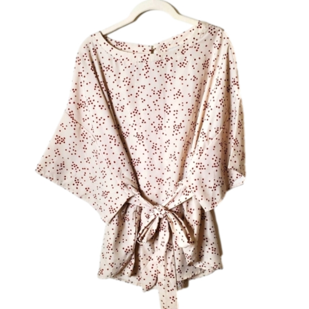 Hayden Los Angeles Geometric Tie Waist Tunic Blouse Top